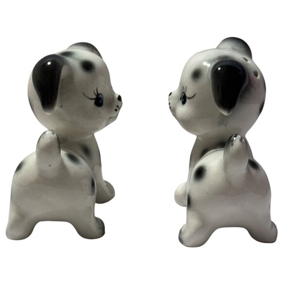 Vintage Anthropomorphic Dalmatian Puppy Salt & Pepper Shakers Spotted Dogs Japan - Picture 5 of 9